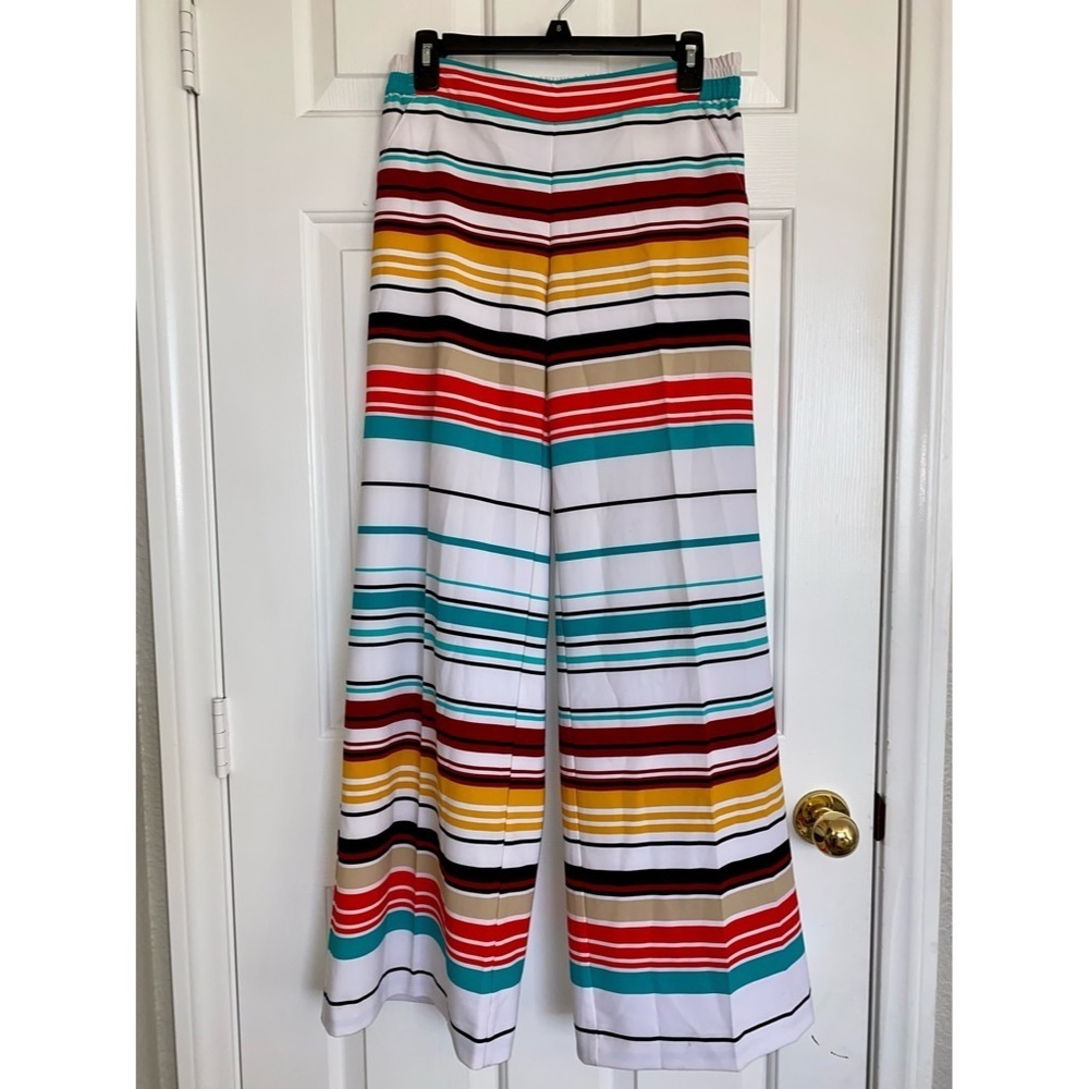 new york & company 7th avenue multicolored striped wide leg trousers